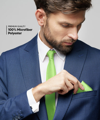 विटोरियो फ़रीना सॉलिड साटन नेकटाई और पॉकेट स्क्वायर