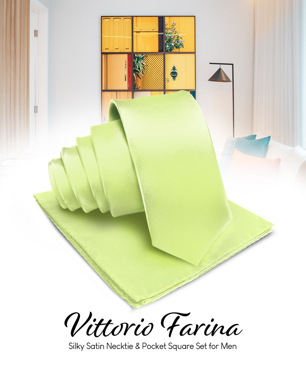 विटोरियो फ़रीना सॉलिड साटन नेकटाई और पॉकेट स्क्वायर