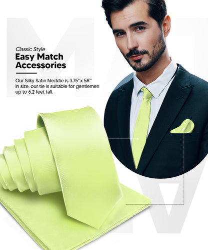 विटोरियो फ़रीना सॉलिड साटन नेकटाई और पॉकेट स्क्वायर