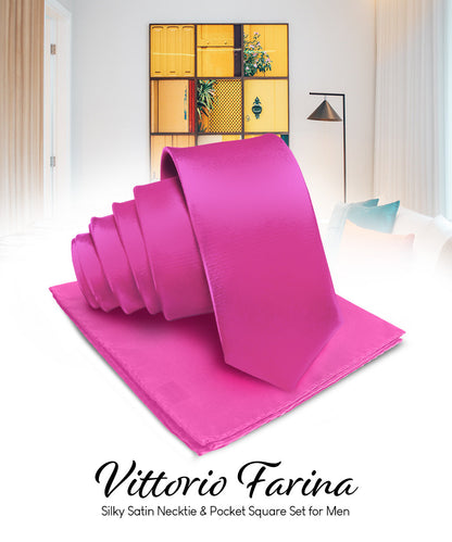 विटोरियो फ़रीना सॉलिड साटन नेकटाई और पॉकेट स्क्वायर