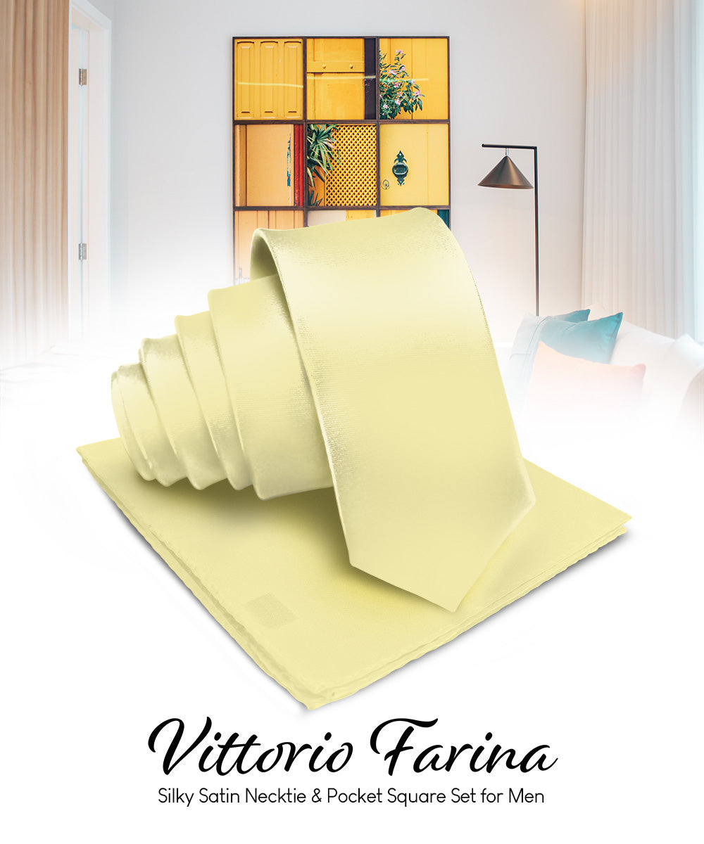 विटोरियो फ़रीना सॉलिड साटन नेकटाई और पॉकेट स्क्वायर