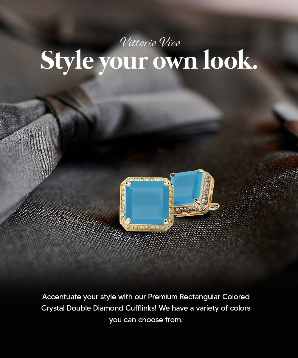 BLING Colorstone Cufflinks with Square Crystal in a Box by Vittorio Vico (CL70XX)