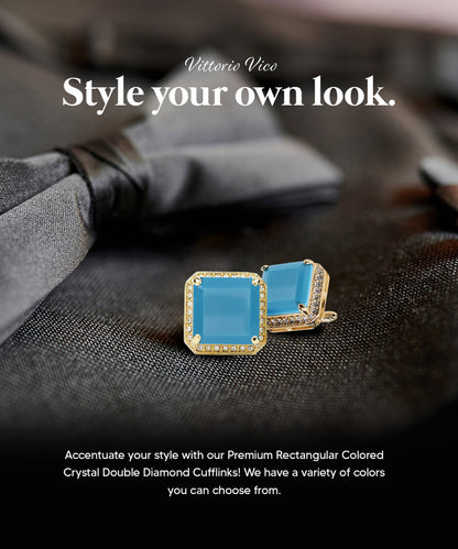 BLING Colorstone Cufflinks with Square Crystal in a Box by Vittorio Vico (CL70XX)