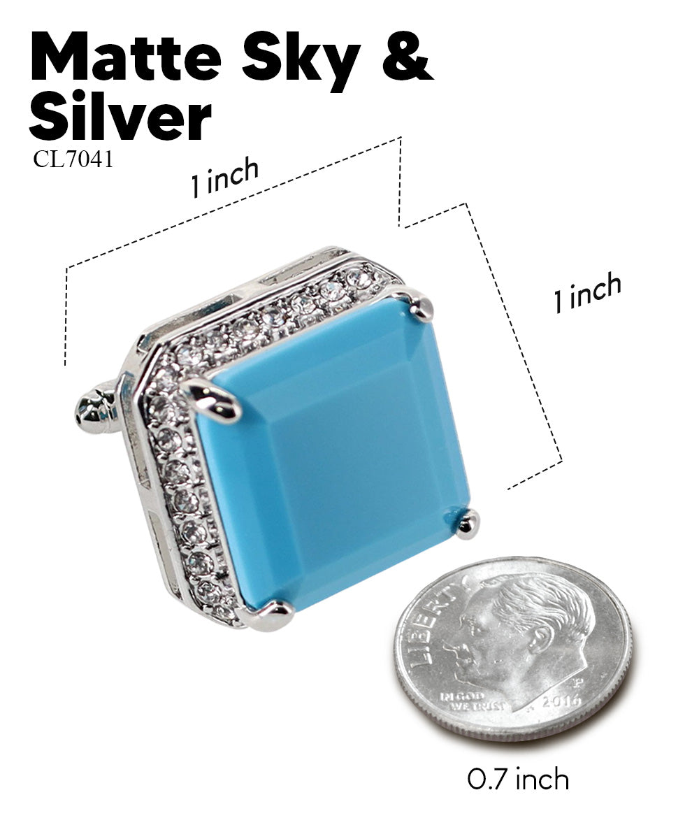 BLING Colorstone Cufflinks with Square Crystal in a Box by Vittorio Vico (CL70XX)