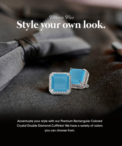 BLING Colorstone Cufflinks with Square Crystal in a Box by Vittorio Vico (CL70XX)