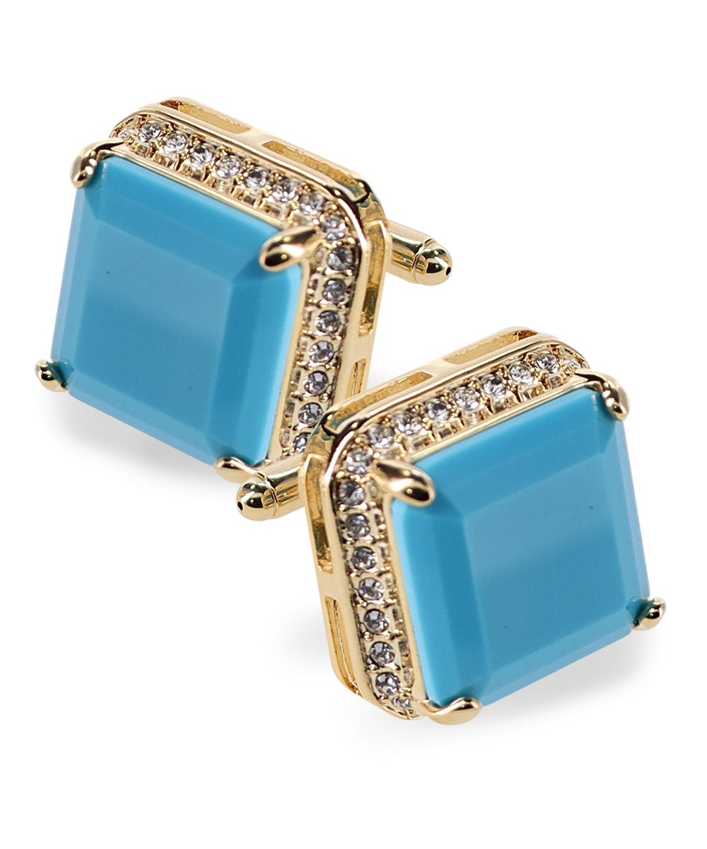 BLING Colorstone Cufflinks with Square Crystal in a Box by Vittorio Vico (CL70XX)