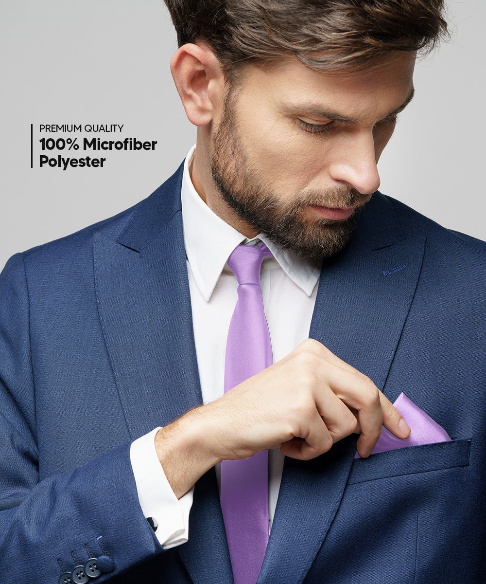 विटोरियो फ़रीना सॉलिड साटन नेकटाई और पॉकेट स्क्वायर