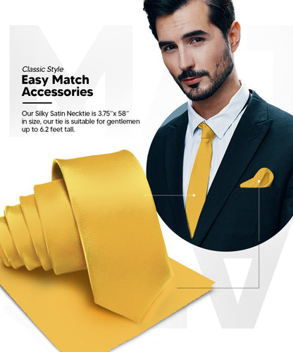 विटोरियो फ़रीना सॉलिड साटन नेकटाई और पॉकेट स्क्वायर