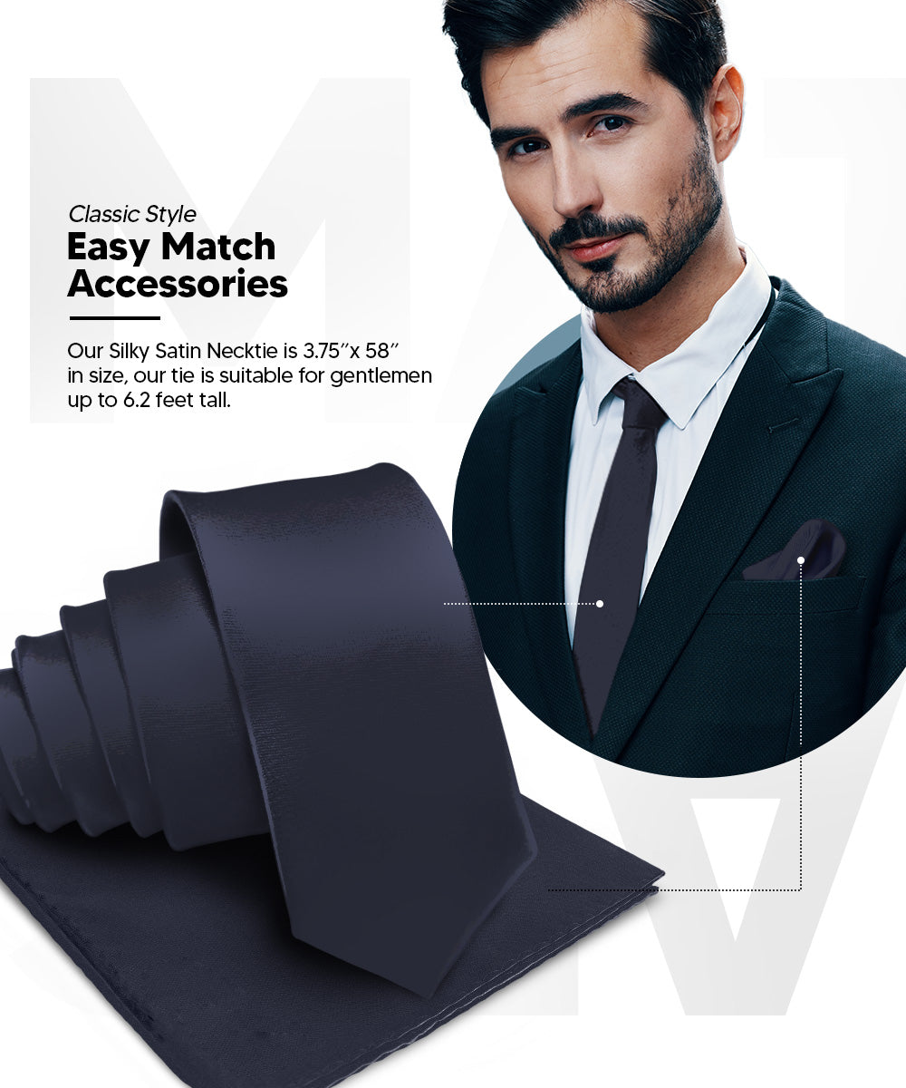 विटोरियो फ़रीना सॉलिड साटन नेकटाई और पॉकेट स्क्वायर