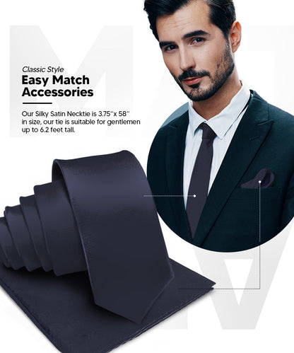 विटोरियो फ़रीना सॉलिड साटन नेकटाई और पॉकेट स्क्वायर