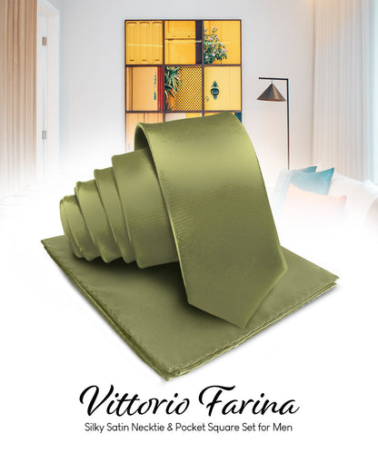 विटोरियो फ़रीना सॉलिड साटन नेकटाई और पॉकेट स्क्वायर