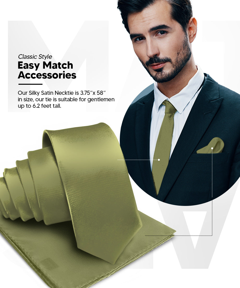 विटोरियो फ़रीना सॉलिड साटन नेकटाई और पॉकेट स्क्वायर