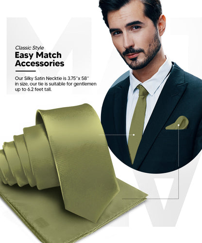 विटोरियो फ़रीना सॉलिड साटन नेकटाई और पॉकेट स्क्वायर