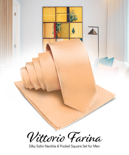 विटोरियो फ़रीना सॉलिड साटन नेकटाई और पॉकेट स्क्वायर