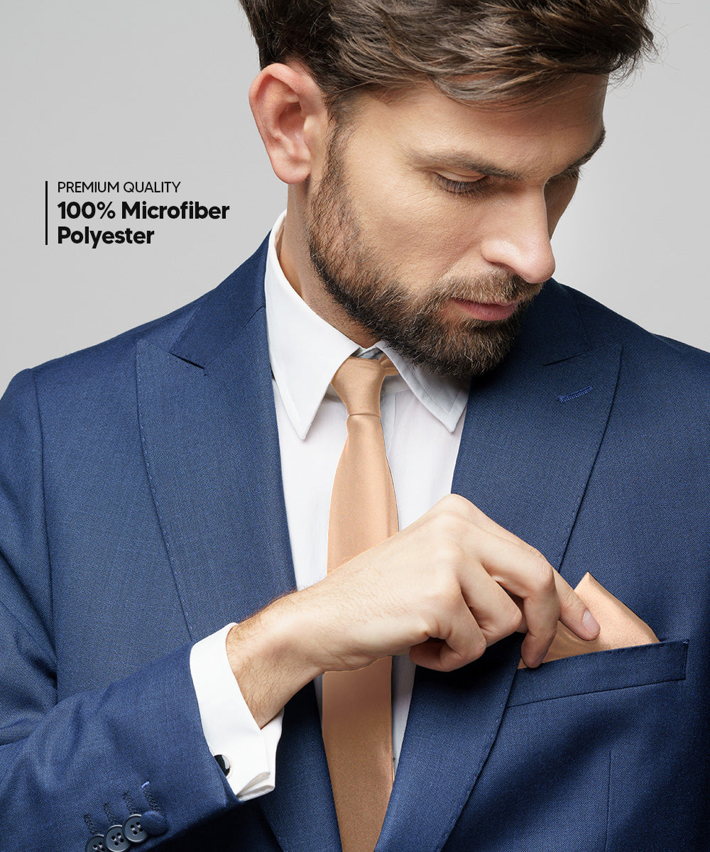 विटोरियो फ़रीना सॉलिड साटन नेकटाई और पॉकेट स्क्वायर