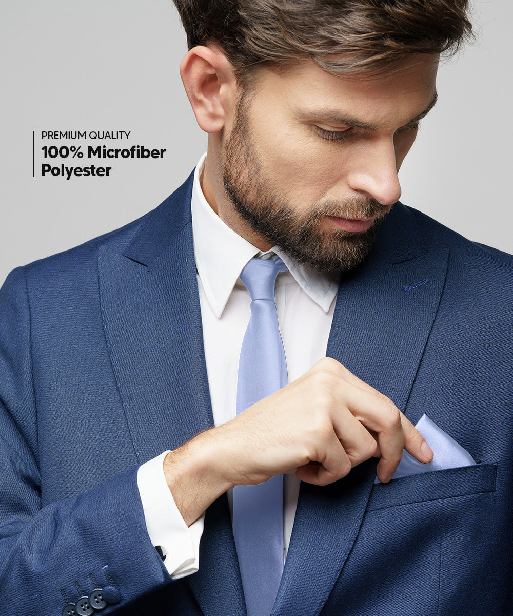 विटोरियो फ़रीना सॉलिड साटन नेकटाई और पॉकेट स्क्वायर