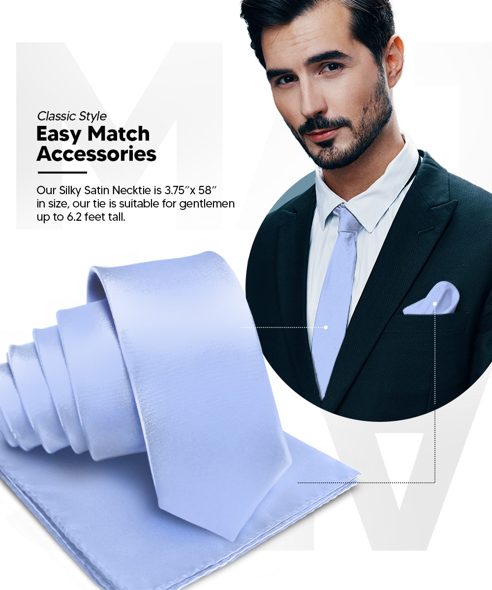 विटोरियो फ़रीना सॉलिड साटन नेकटाई और पॉकेट स्क्वायर