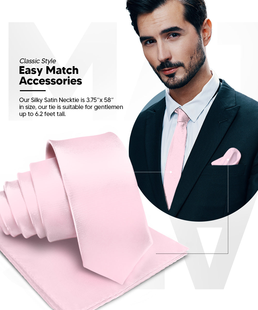 विटोरियो फ़रीना सॉलिड साटन नेकटाई और पॉकेट स्क्वायर