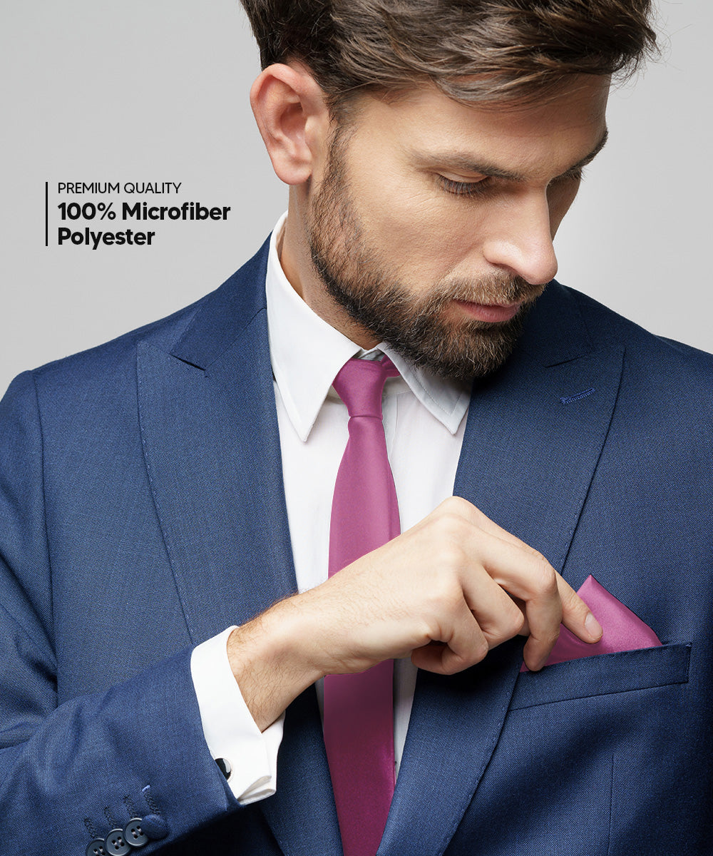 विटोरियो फ़रीना सॉलिड साटन नेकटाई और पॉकेट स्क्वायर