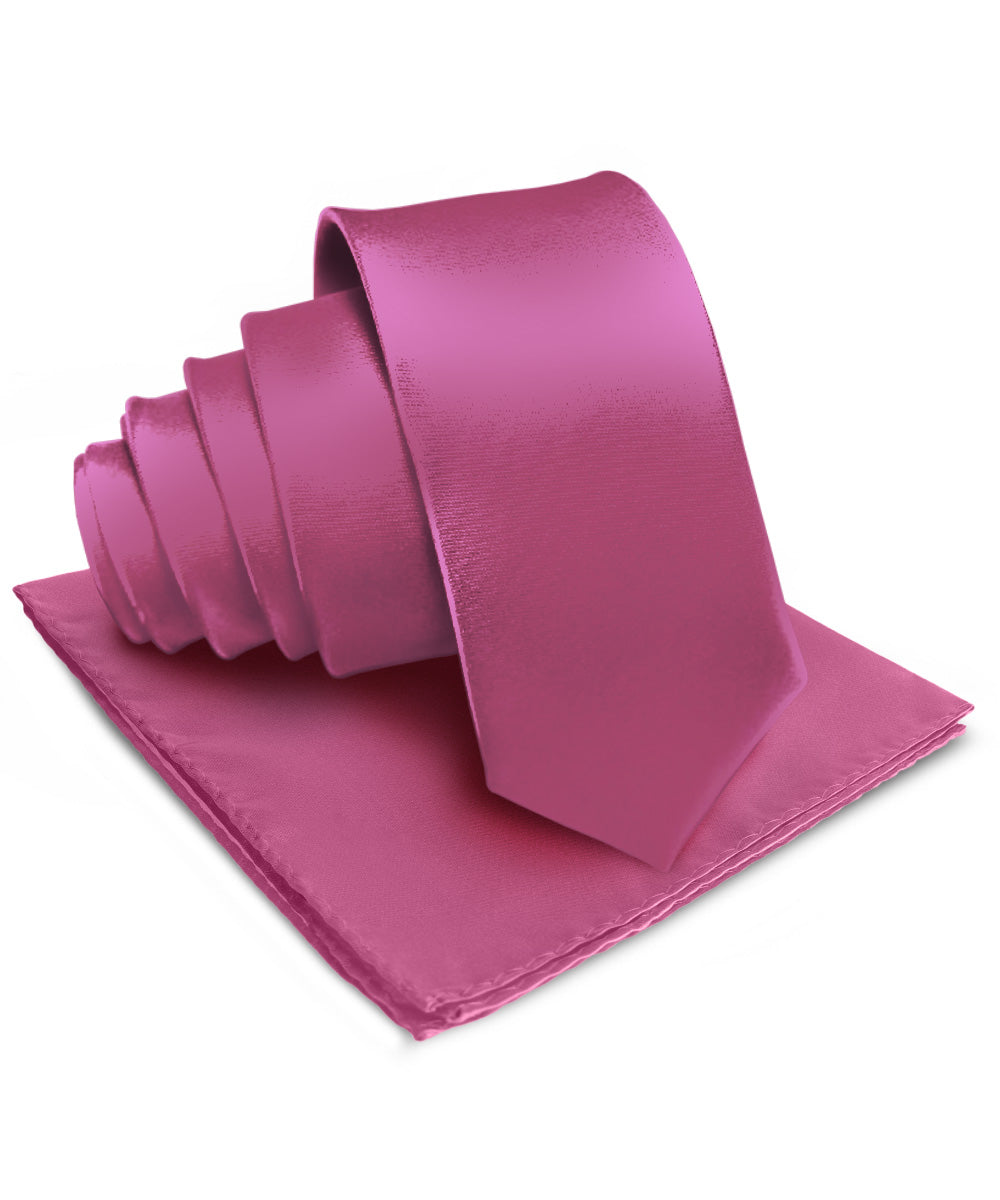 विटोरियो फ़रीना सॉलिड साटन नेकटाई और पॉकेट स्क्वायर