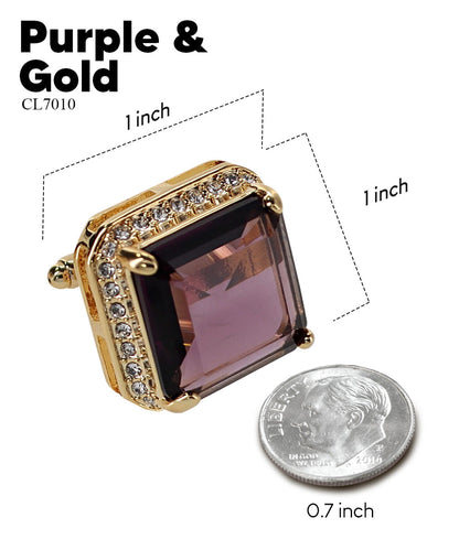 BLING Colorstone Cufflinks with Square Crystal in a Box by Vittorio Vico (CL70XX)