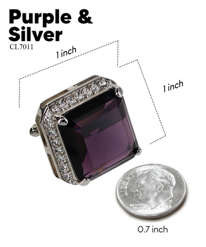 BLING Colorstone Cufflinks with Square Crystal in a Box by Vittorio Vico (CL70XX)