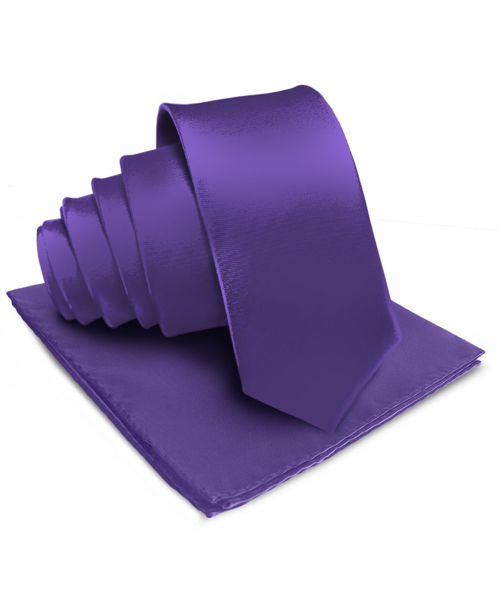 विटोरियो फ़रीना सॉलिड साटन नेकटाई और पॉकेट स्क्वायर