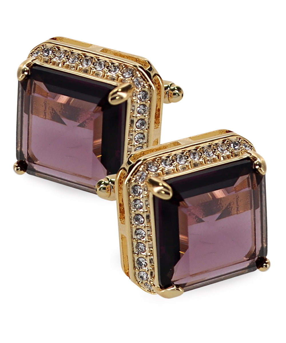 BLING Colorstone Cufflinks with Square Crystal in a Box by Vittorio Vico (CL70XX)