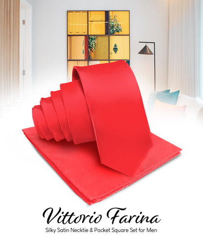 विटोरियो फ़रीना सॉलिड साटन नेकटाई और पॉकेट स्क्वायर