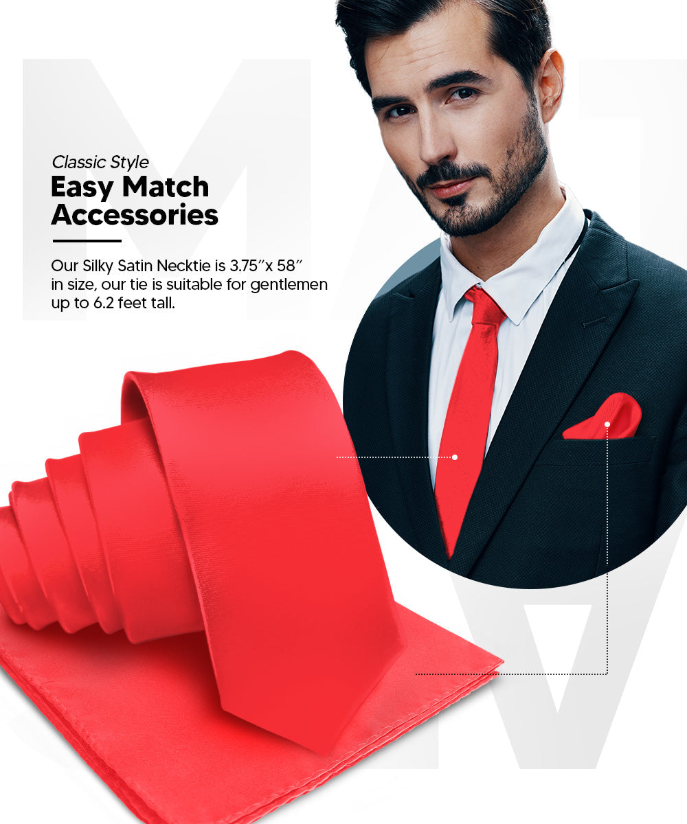 विटोरियो फ़रीना सॉलिड साटन नेकटाई और पॉकेट स्क्वायर