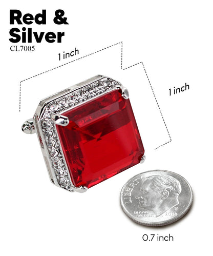 BLING Colorstone Cufflinks with Square Crystal in a Box by Vittorio Vico (CL70XX)