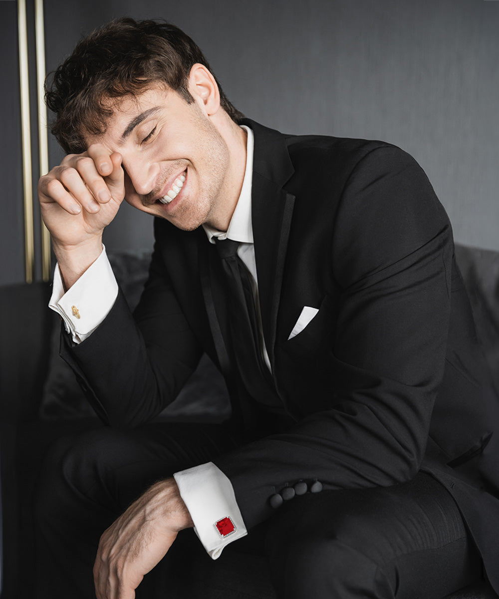 BLING Colorstone Cufflinks with Square Crystal in a Box by Vittorio Vico (CL70XX)