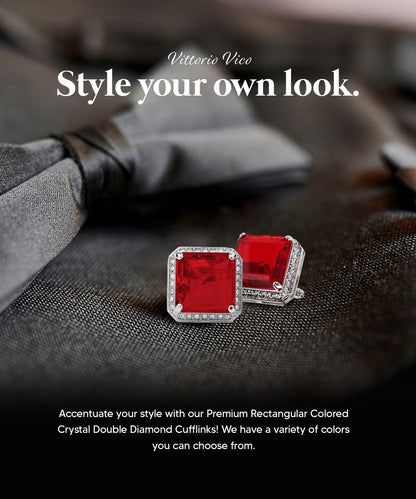BLING Colorstone Cufflinks with Square Crystal in a Box by Vittorio Vico (CL70XX)