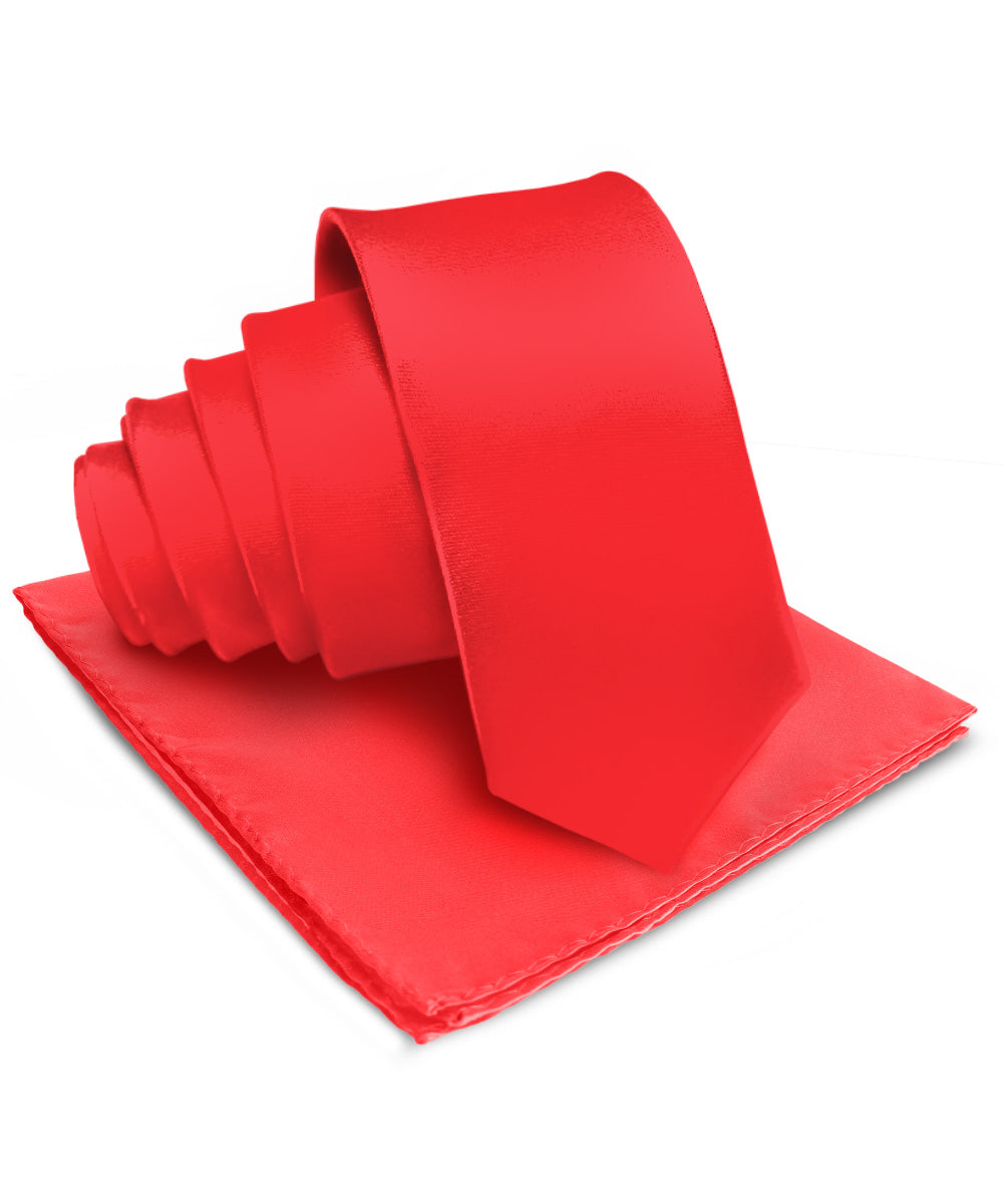 विटोरियो फ़रीना सॉलिड साटन नेकटाई और पॉकेट स्क्वायर