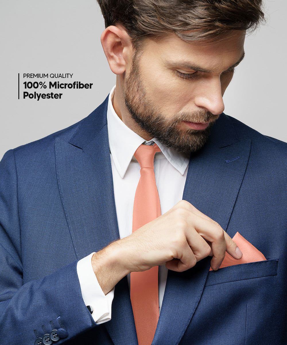 विटोरियो फ़रीना सॉलिड साटन नेकटाई और पॉकेट स्क्वायर