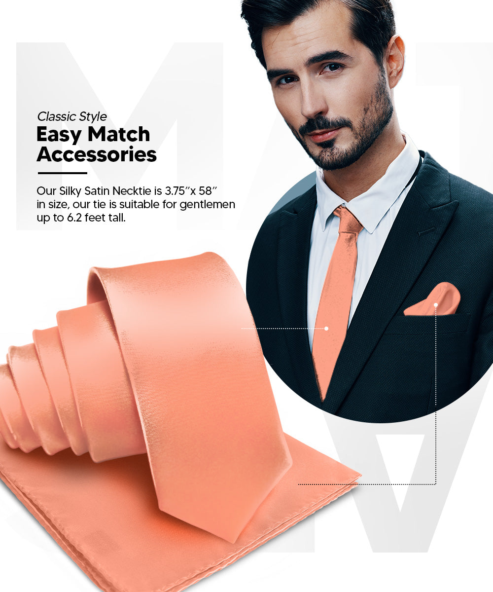 विटोरियो फ़रीना सॉलिड साटन नेकटाई और पॉकेट स्क्वायर