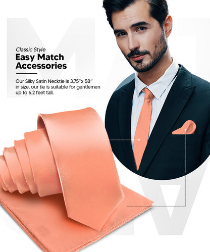 विटोरियो फ़रीना सॉलिड साटन नेकटाई और पॉकेट स्क्वायर