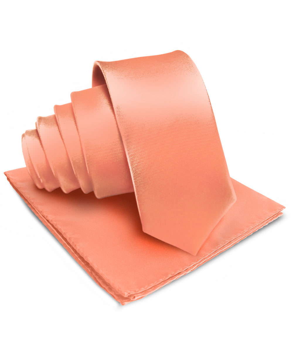 विटोरियो फ़रीना सॉलिड साटन नेकटाई और पॉकेट स्क्वायर