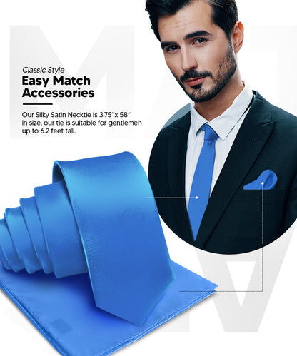 विटोरियो फ़रीना सॉलिड साटन नेकटाई और पॉकेट स्क्वायर