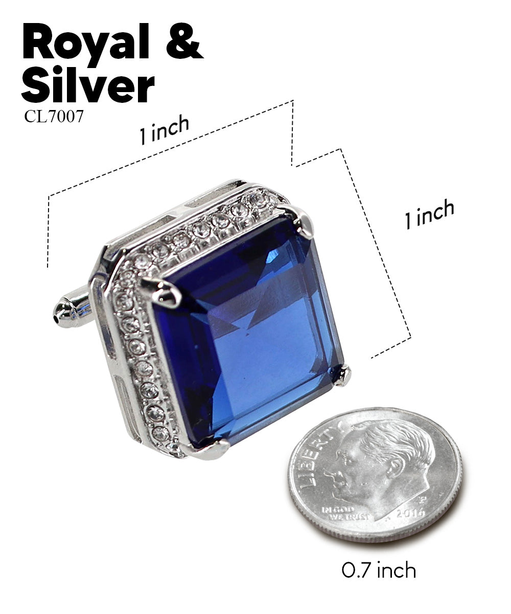 BLING Colorstone Cufflinks with Square Crystal in a Box by Vittorio Vico (CL70XX)