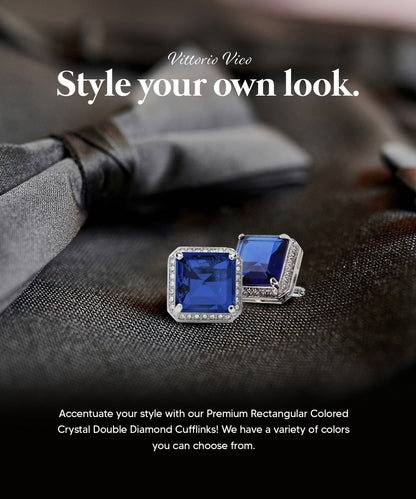 BLING Colorstone Cufflinks with Square Crystal in a Box by Vittorio Vico (CL70XX)