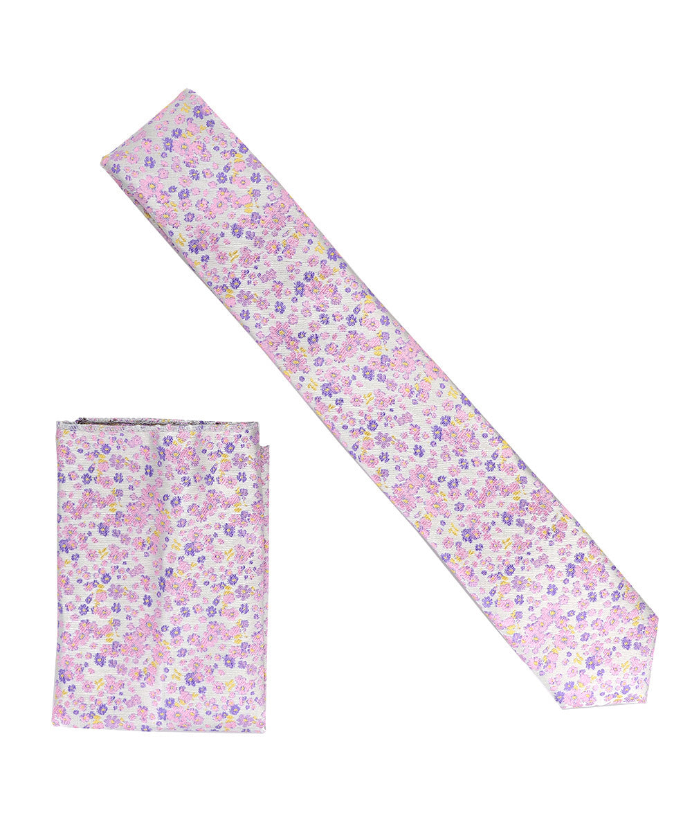 विटोरियो फ़रीना स्किनी डिज़ाइनर साटन नेकटाई और पॉकेट स्क्वायर