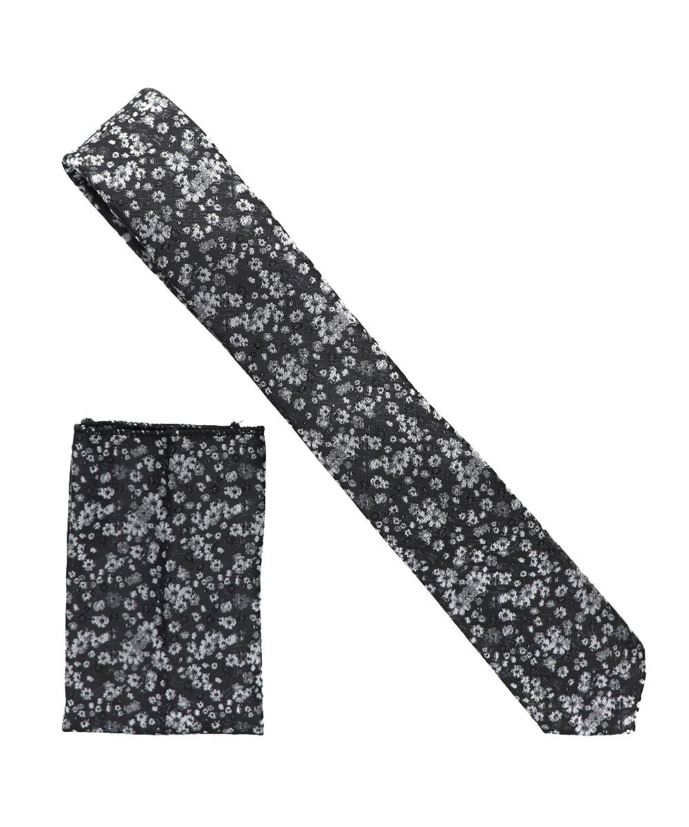 विटोरियो फ़रीना स्किनी डिज़ाइनर साटन नेकटाई और पॉकेट स्क्वायर