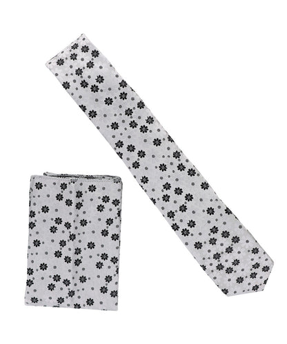 विटोरियो फ़रीना स्किनी डिज़ाइनर साटन नेकटाई और पॉकेट स्क्वायर