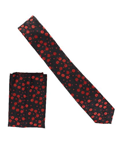 विटोरियो फ़रीना स्किनी डिज़ाइनर साटन नेकटाई और पॉकेट स्क्वायर