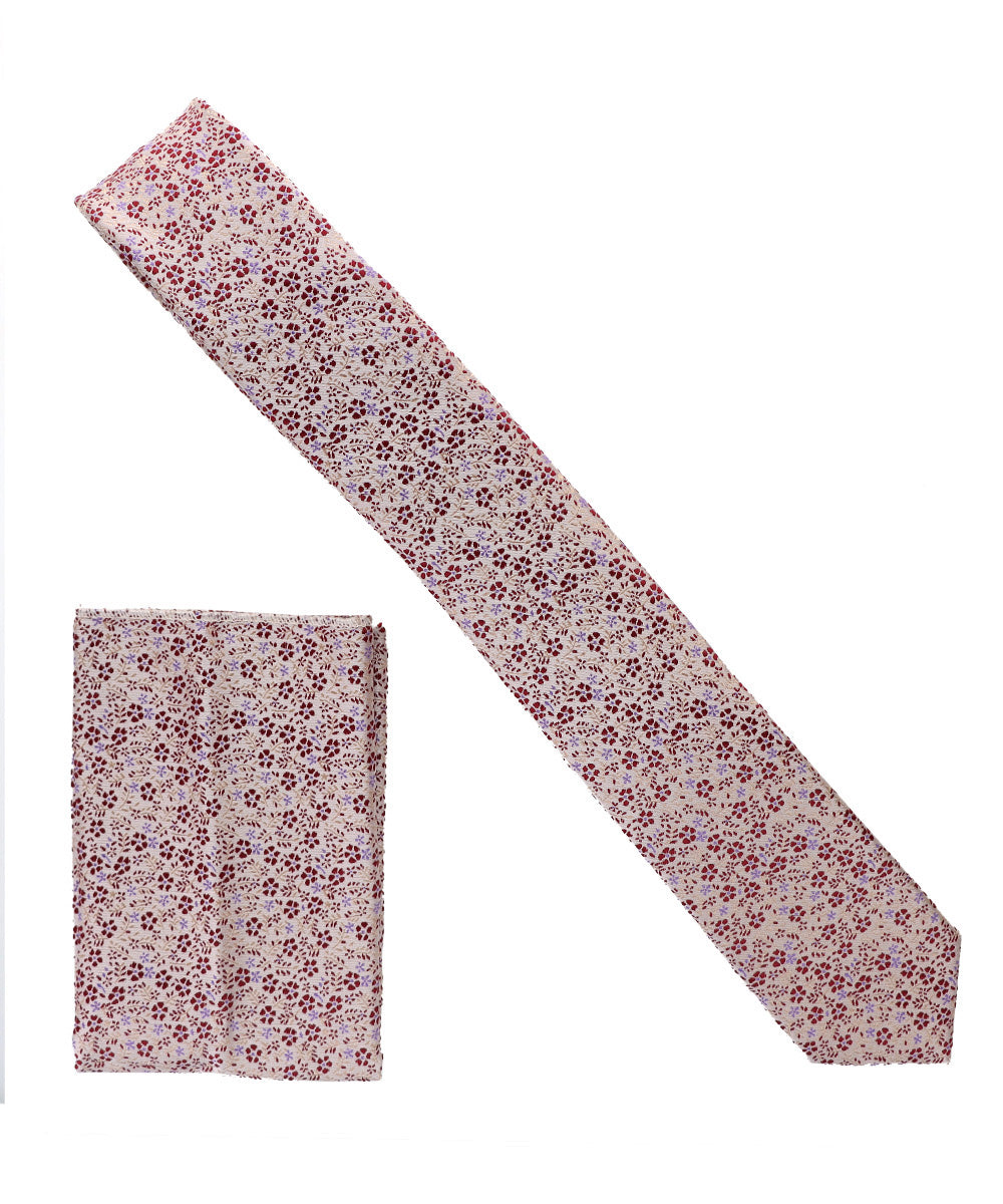 विटोरियो फ़रीना स्किनी डिज़ाइनर साटन नेकटाई और पॉकेट स्क्वायर