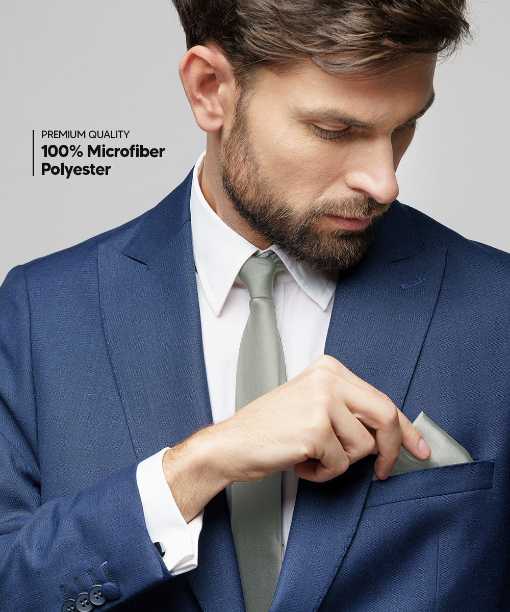 विटोरियो फ़रीना सॉलिड साटन नेकटाई और पॉकेट स्क्वायर