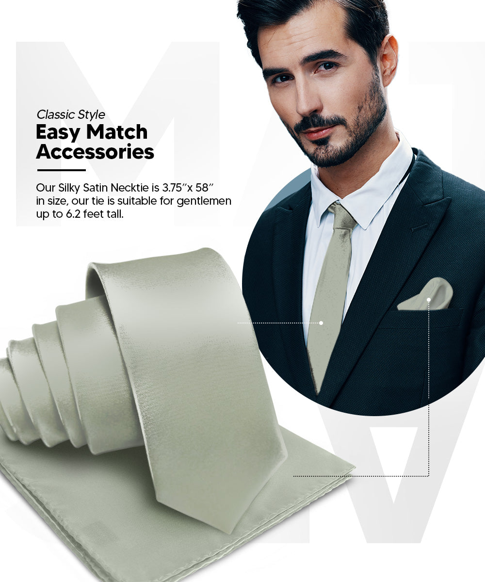 विटोरियो फ़रीना सॉलिड साटन नेकटाई और पॉकेट स्क्वायर