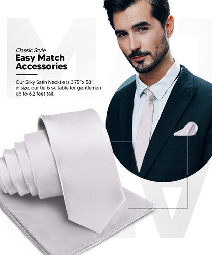 विटोरियो फ़रीना सॉलिड साटन नेकटाई और पॉकेट स्क्वायर