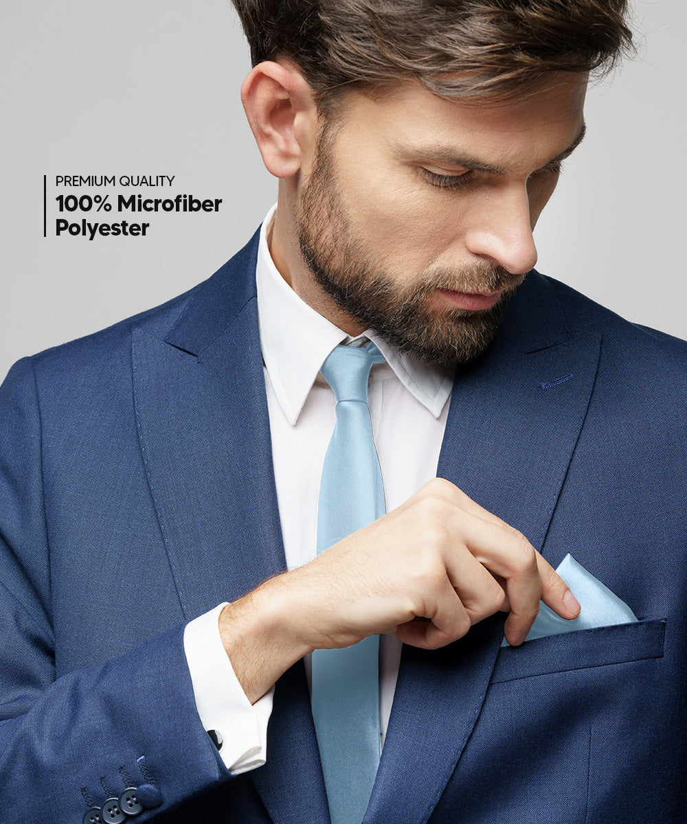 विटोरियो फ़रीना सॉलिड साटन नेकटाई और पॉकेट स्क्वायर